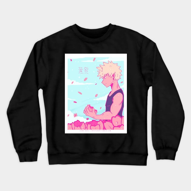 Flower King Pink Crewneck Sweatshirt by miniyuna